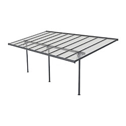 Avis Vente-Unique Carport pergola adossé en aluminium 18,8 m² anthracite - ALVARO