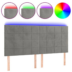 vidaXL Tête de lit à LED Gris clair 200x5x118/128 cm Velours