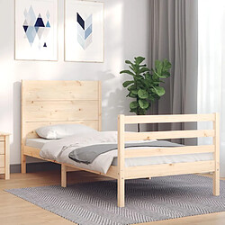 Avis Maison Chic Cadre/structure de lit avec tête de lit pour adulte - Lit Moderne Chambre petit simple bois massif -MN16000