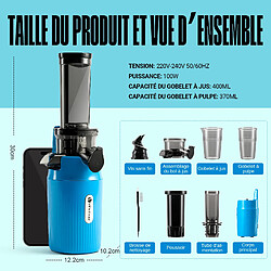 Avis Ventray Essential Ginnie Presse-agrumes compact et lent, dense en nutriments, Bleu ciel