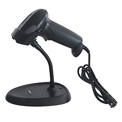 Lecteur de codes-barres USB 1D APPROX avec support - Indicateur LED, Beeper - Vitesse 300 fois par seconde - Couleur noire