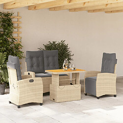 vidaXL Ensemble à manger de jardin coussins 4 pcs beige résine tressée