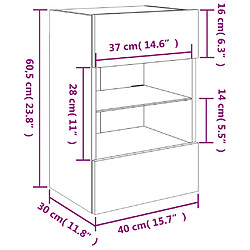 vidaXL Meubles TV muraux avec lumières LED 2 pcs blanc 40x30x60,5 cm pas cher