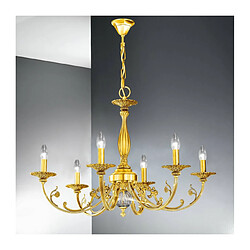 Luminaire Center Chandelier classique PISANI Or 24 Carats 6 ampoules