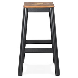 Avis Alterego Tabouret haut style industriel 'LIDYA' avec structure en métal noir et assise en bois