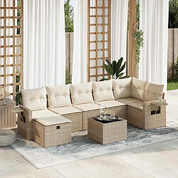 vidaXL Salon de jardin avec coussins 8 pcs beige résine tressée