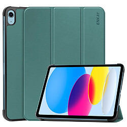 Etui en PU HAT PRINCE fonction d'éveil/veille automatique avec support pour votre iPad 10.9 (2022) - vert noirâtre