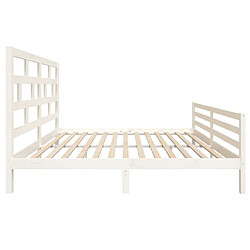 Maison Chic Lit Super King - Cadre de lit,Structure du lit Contemporain pour chambre Blanc Bois massif 180x200 cm -MN99574 pas cher