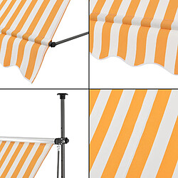 Helloshop26 Store banne téléscopique acier polyester 200 x 120 x 200-300 cm jaune blanc 03_0008322 pas cher