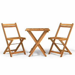 Maison Chic Table de bistro pliable et chaises d'extérieur 3 pcs,Ensemble de bistro de jardin pour relax bois d'acacia solide -GKD706266