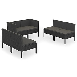 Maison Chic Salon de jardin 6 pcs + coussins - Mobilier/Meubles de jardin - Table et chaises d'extérieur Résine tressée Noir -MN86231