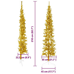 vidaXL Demi sapin de Noël artificiel mince avec support Doré 210 cm pas cher