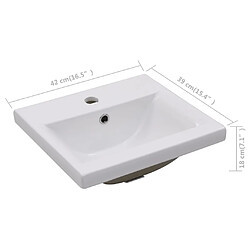 vidaXL Lavabo encastré 42 x 39 x 18 cm Céramique Blanc pas cher