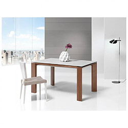 Inside 75 Table repas extensible ECO 10 couverts 180/250x100cm pieds noyer plateau céramique hidra