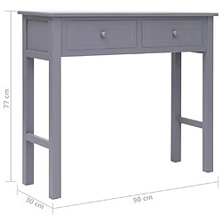 vidaXL Table console Gris 90 x 30 x 77 cm Bois pas cher