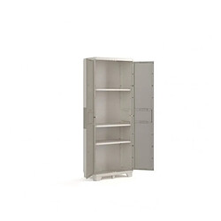 KETER Armoire haute de rangement - Wood Grain - Texture bois - 2 portes - 3 etageres - pieds ajustables - verouillable - Gris