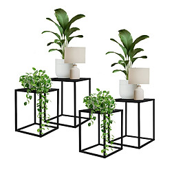 ML DESIGN MODERN LIVING Set de 2 présentoirs à fleurs en métal noir ML-Design