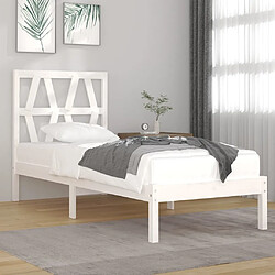 Maison Chic Lit adulte - Lit simple Cadre de lit,Structure du lit Contemporain Blanc Bois de pin massif 90x200 cm -MN73092