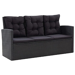 vidaXL Salon de jardin 6 pcs avec coussins Résine tressée Noir