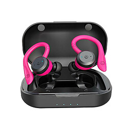 Chrono Écouteurs Bluetooth Chronus Véritables écouteurs sans fil avec étui de chargement IPX7 Étanche TWS Écouteurs stéréo avec micro intégré Écouteurs intra-auriculaires Basses profondes pour la course sportive( Rose)