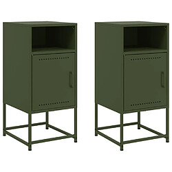 vidaXL Tables de chevet 2 pcs vert olive 36x39x78 cm acier