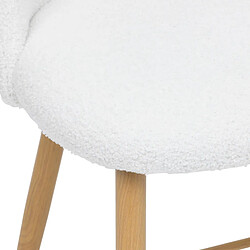 Pegane Lot de 2 chaises en tissu coloris blanc et pieds en métal coloris imitation chêne - Longueur 52 x Profondeur 49 x Hauteur 89 cm