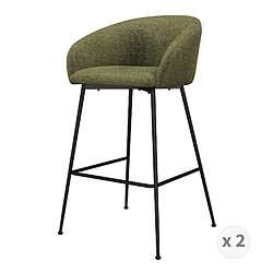 Moloo CHLOE-Fauteuil de bar en tissu Luxury Kaki et métal noir (x2)