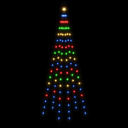 Avis vidaXL Sapin de Noël sur mât de drapeau 108 LED Colorées 180 cm