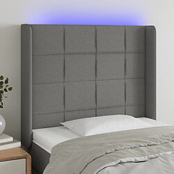 Maison Chic Tête de lit scandinave à LED,meuble de chambre Gris foncé 83x16x118/128 cm Tissu -MN41441