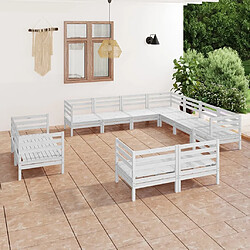 vidaXL Salon de jardin 11 pcs Bois de pin massif Blanc