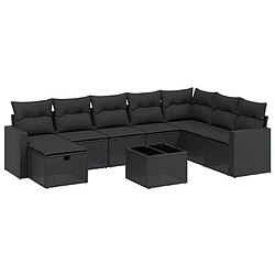 Maison Chic Ensemble Tables et chaises d'extérieur 9 pcs avec coussins,Salon de jardin noir résine tressée -GKD575830