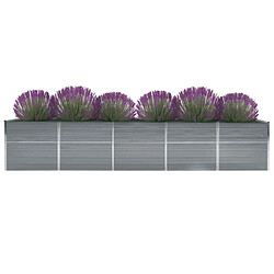 Maison Chic Jardinière,Lit surélevé de jardin - Bac à fleurs - pot de fleur Acier galvanisé 400x80x77 cm Gris -GKD41578