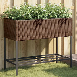 vidaXL Jardinière avec étagère marron résine tressée