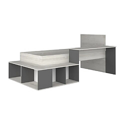 Avis Vente-Unique Lit combiné 90 x 200 cm avec rangements et bureau - Coloris : Naturel et anthracite - RIGALI