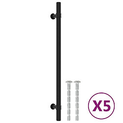 vidaXL Poignées d'armoire 5 pcs noir 224 mm acier inoxydable