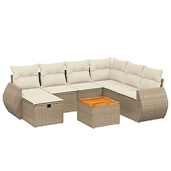 vidaXL Salon de jardin avec coussins 8 pcs beige résine tressée