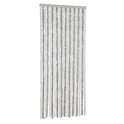 vidaXL Rideau anti-mouches gris clair et blanc 90x220 cm chenille