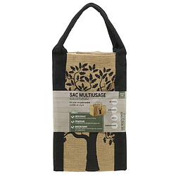 Avis Aubry Gaspard Sac à bûches en jute motif noir arbre.