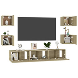 Avis Maison Chic Ensemble de meubles TV 7 pcs | Banc TV Moderne pour salon | Meuble de Rangement - Chêne sonoma Aggloméré -MN46500