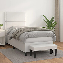 Maison Chic Lit Adulte - Lit simple Lit à sommier tapissier avec matelas moelleux - Meuble de Chambre Blanc 80x200 cm Similicuir -MN11963 