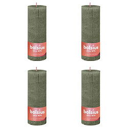 Bolsius Bougies pilier rustiques Shine 4 pcs 190x68 mm Vert olive