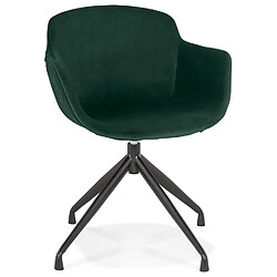 Alterego Chaise design avec accoudoirs 'GRAPIN' en velours vert GRAPIN