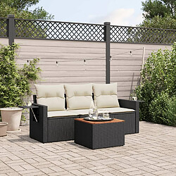 Maison Chic Salon de jardin 4 pcs avec coussins | Ensemble de Table et chaises | Mobilier d'Extérieur noir résine tressée -GKD28604