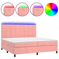 vidaXL Sommier à lattes de lit matelas LED Rose 200x200 cm Velours