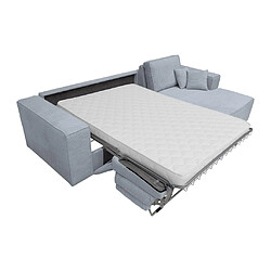 Acheter Vente-Unique Canapé d'angle droit convertible express en velours côtelé gris clair - Couchage 140 cm - Matelas 14 cm AMELIA II