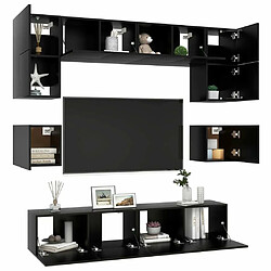 Avis Maison Chic Ensemble de meubles TV 8 pcs | Banc TV Moderne pour salon | Meuble de Rangement - Noir Aggloméré -MN79407