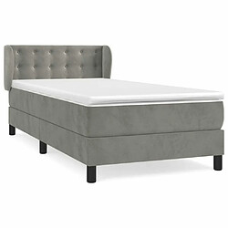 Maison Chic Lit adulte- Lit + matelas,Sommier à lattes de lit et matelas Gris clair 90x190 cm Velours -GKD76146