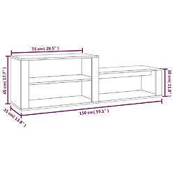 vidaXL Armoire à chaussures Sonoma gris 150x35x45 cm Bois d'ingénierie pas cher