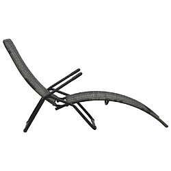 Avis Helloshop26 Transat chaise longue bain de soleil lit de jardin terrasse meuble d'extérieur pliable résine tressée gris 02_0012885