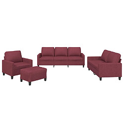 vidaXL Ensemble de canapés 4 pcs avec coussins Rouge bordeaux Tissu